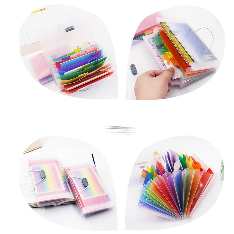 BigBigMe 2 Pack Expanding File Folder,A6 Mini Accordion File Organizer,13 Pockets Rainbow Receipt Organizer Wellet for Monthly Bills,Cards,Check Coupons,Vouchers,Receipt Tax Item or Changes,Coupon Organizer - Image 3